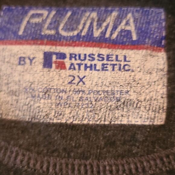 Pluma by Russell Athletic 2XL Charcoal Grey Long Sleeved Tee Shirt - Picture 2 of 3